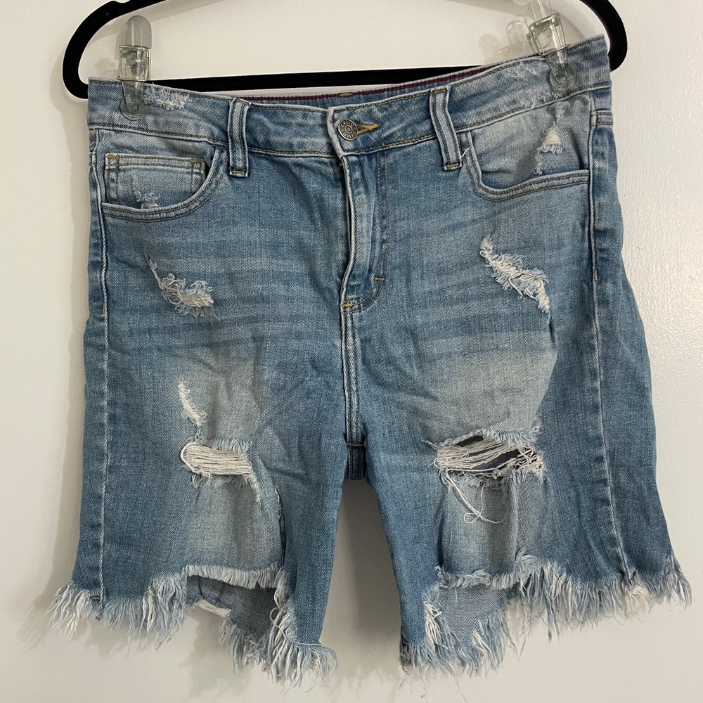 Cello Light Blue Distressed Jean Shorts